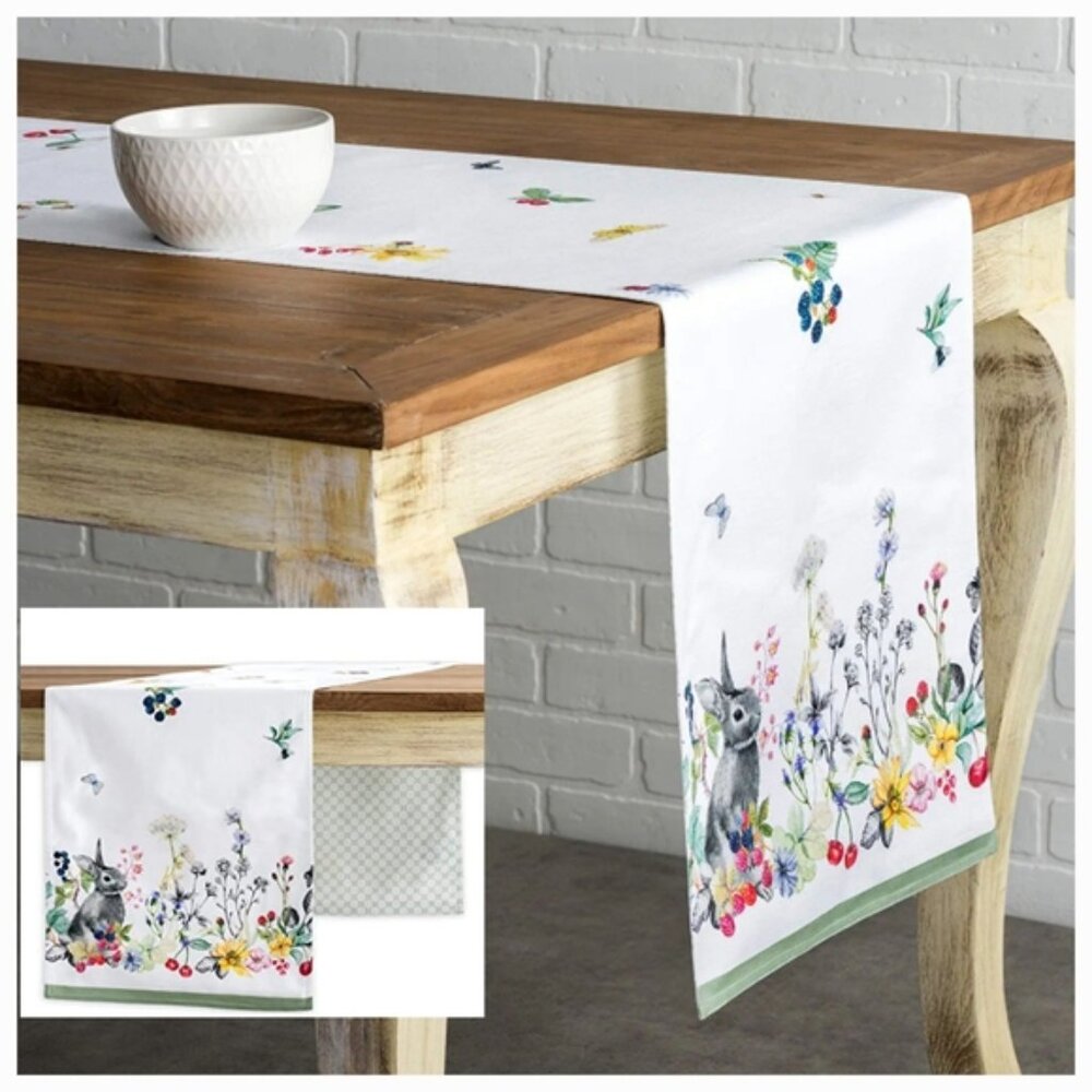 100% Cotton Table Runner | 14.5" x 72" | Reversible | Custom Pattern Front